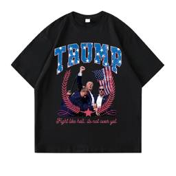 American Trump Pattern Printed Loose Couple T-shirt